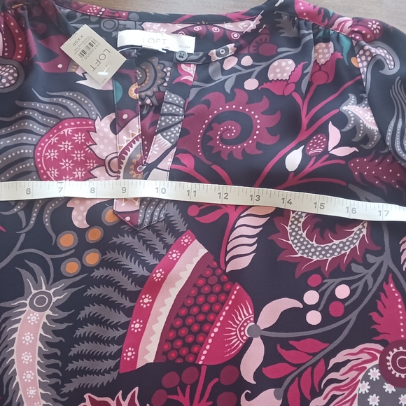 Loft Petites Floral Paisley Tunic Blouse in Cranberry - Picture 7 of 8